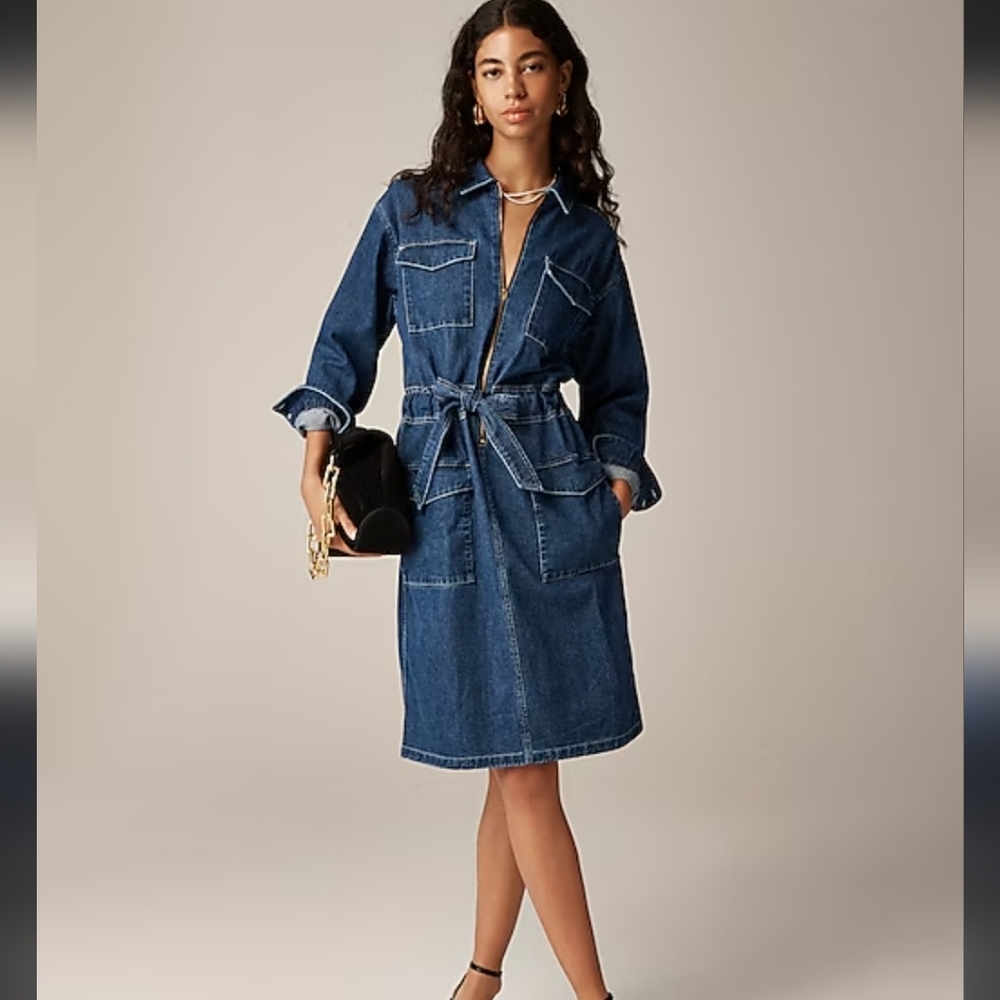 New J Crew Denim utility dress  Size 0 NWT CC925 $178 Retail